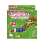 Plastilina Parchesitos Jumbo x 10 colores sobre fondo blanco