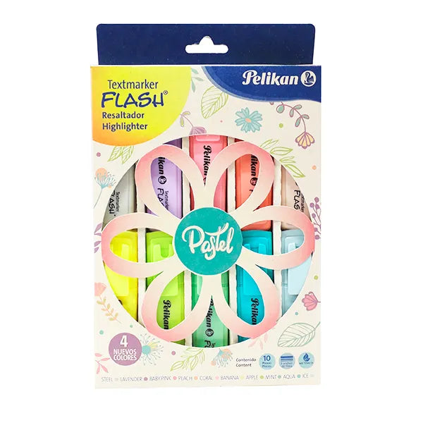 Resaltador Pastel Pelikan X 10 Tonos Caja Flor
