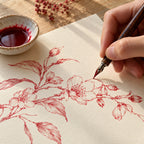 Tinta China Pelikan Roja Frasco 15 cc. Ejemplo ilustrativo de uso generado por IA; accesorios de la escena no incluidos.