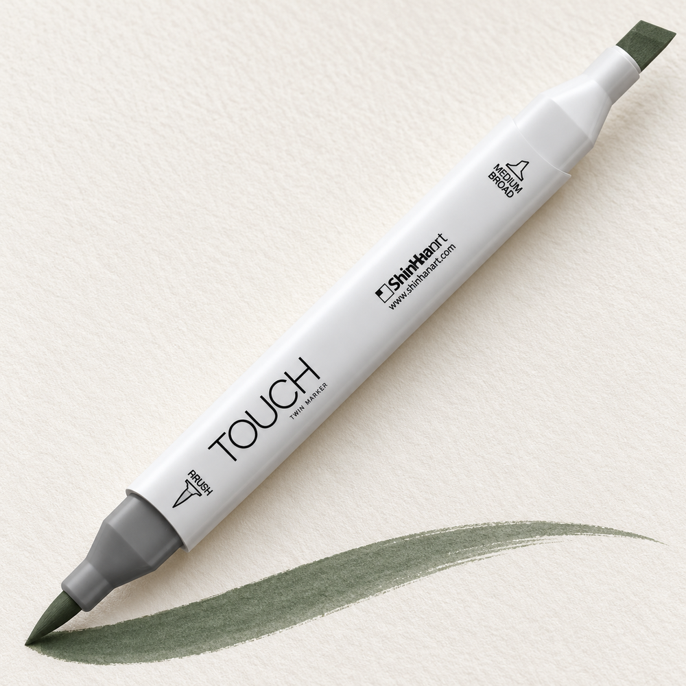 Marcador ShinHan TOUCH TWIN BRUSH G241 GRAYISH GREEN DEEP - ejemplo de uso