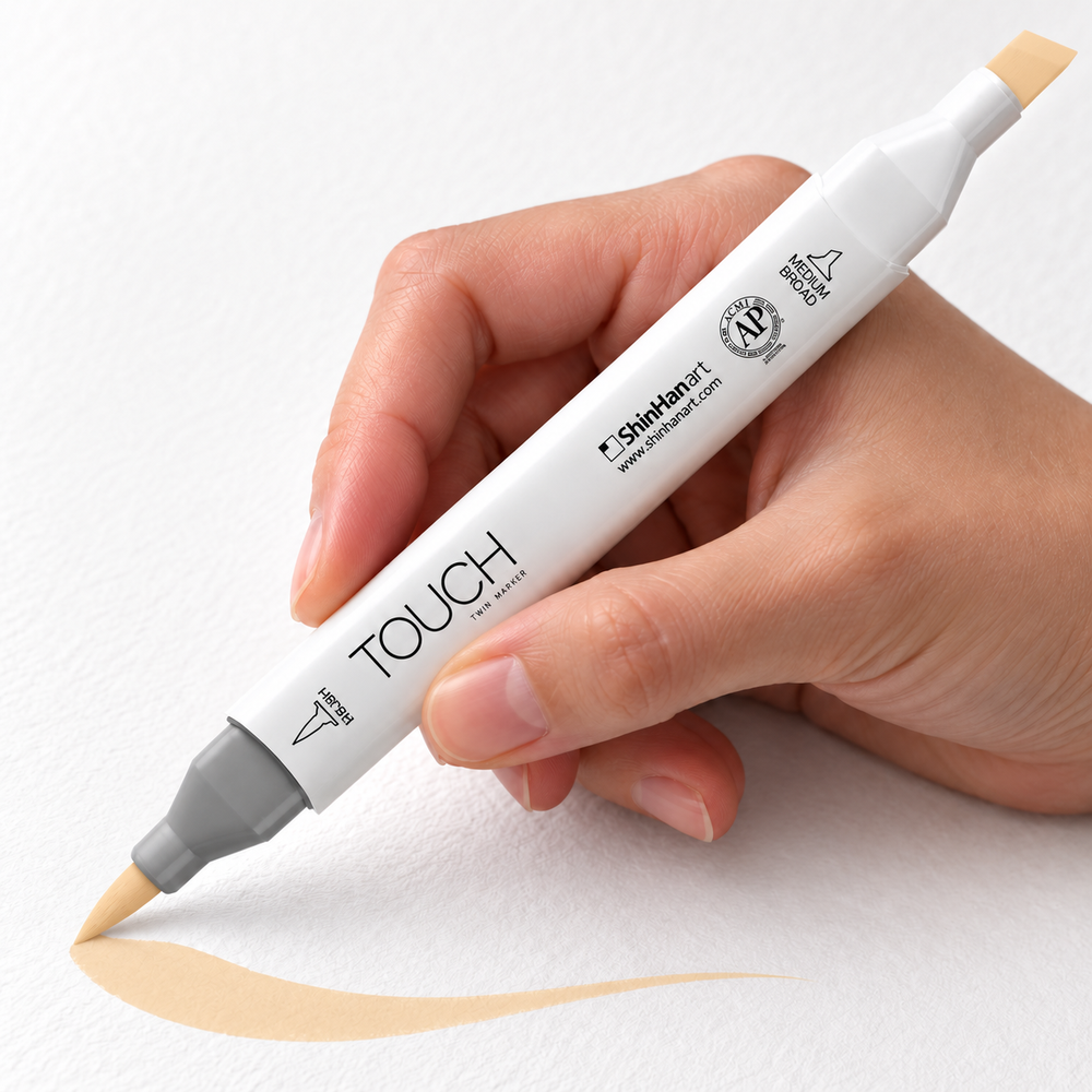 ShinHan TOUCH TWIN BRUSH BR113 PEANUT - uso. Imagen referencial generada.