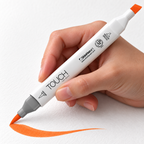 ShinHan TOUCH TWIN BRUSH F122 FLUORESCENT ORANGE - uso. Imagen referencial generada.