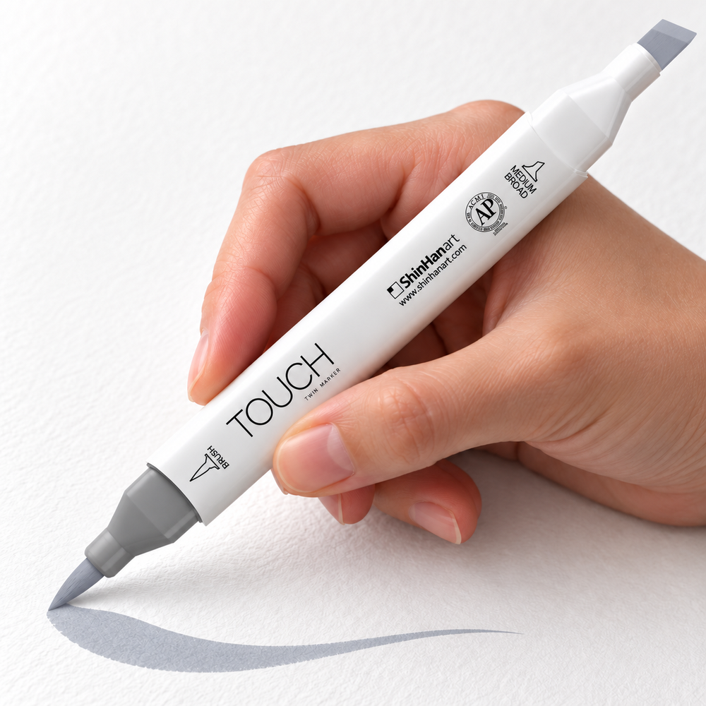 ShinHan TOUCH TWIN BRUSH CG4 COOL GREY - uso. Imagen referencial generada.