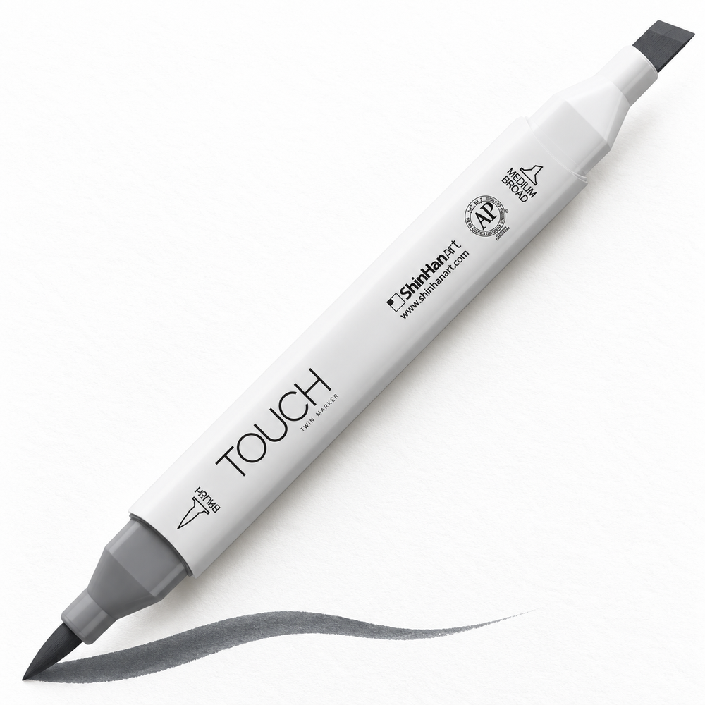 ShinHan TOUCH TWIN BRUSH CG9 COOL GREY - uso. Imagen referencial generada.
