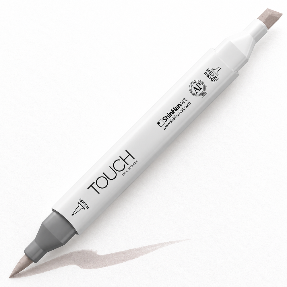 ShinHan TOUCH TWIN BRUSH WG2 WARM GREY - uso. Imagen referencial generada.