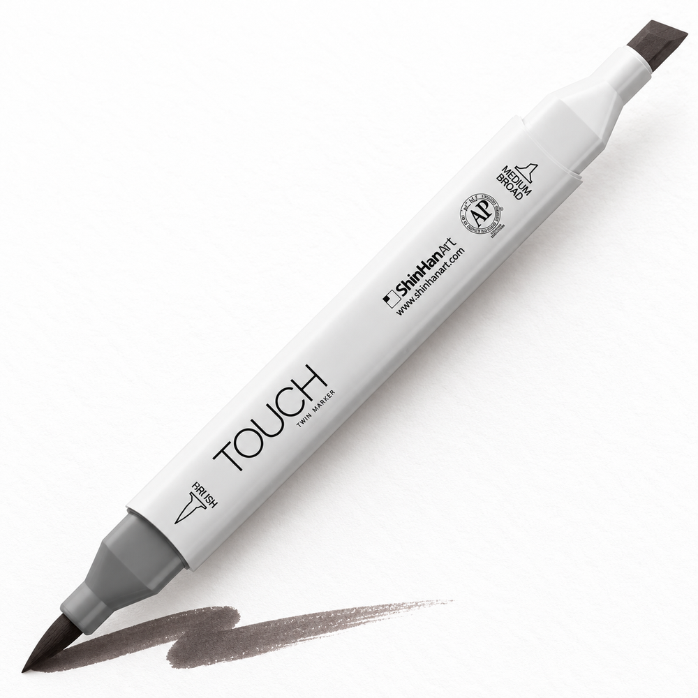 ShinHan TOUCH TWIN BRUSH WG9 WARM GREY - uso. Imagen referencial generada.