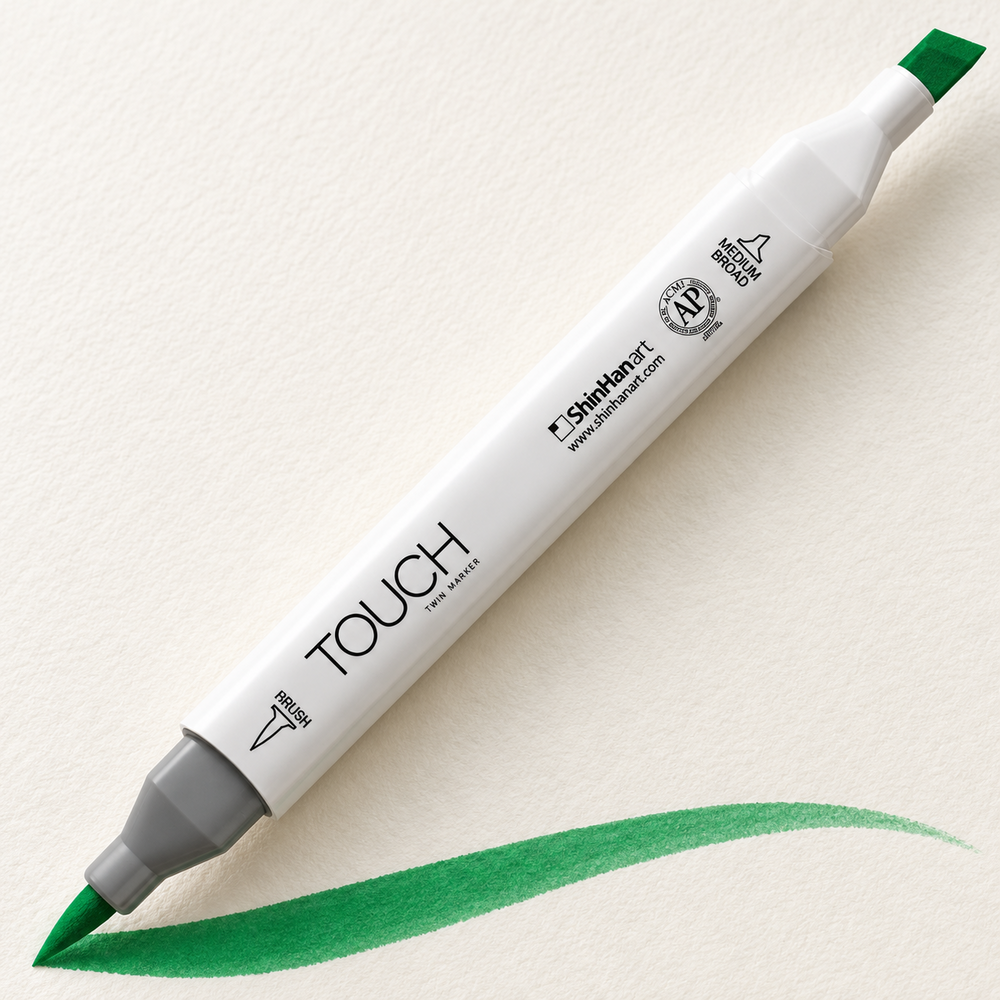 Marcador ShinHan TOUCH TWIN BRUSH G243 GREEN DEEP - ejemplo de uso