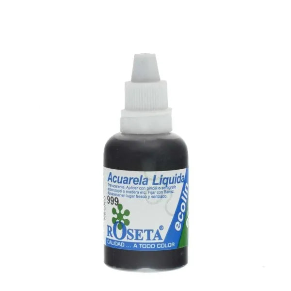 Acuarela Liquida Ecolín Roseta - Negro 999 30 cc