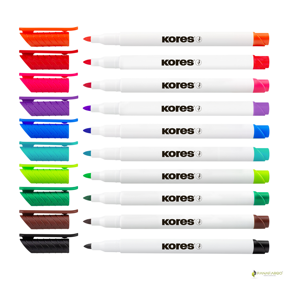 Marcadores borrables Kores K-Marker Fine x10 colores - principal