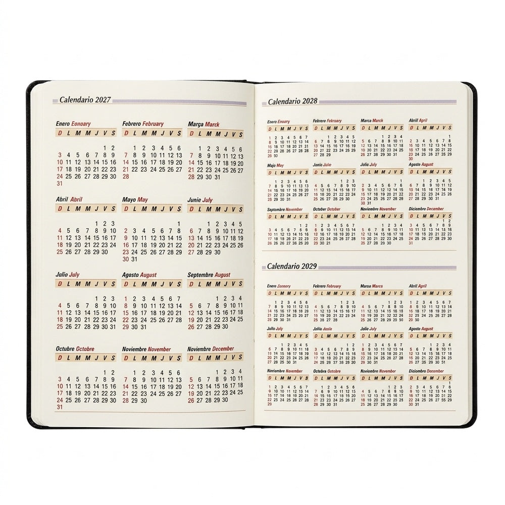 Agenda Diver Class DC/65 2027, SKU 40092-4: vista interior suministrada por Panafargo, ajustada a 1000 x 1000 píxeles sin reconstruir el texto.
