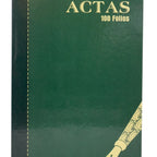 Libro de actas de 100 folios, imagen principal sobre fondo blanco.