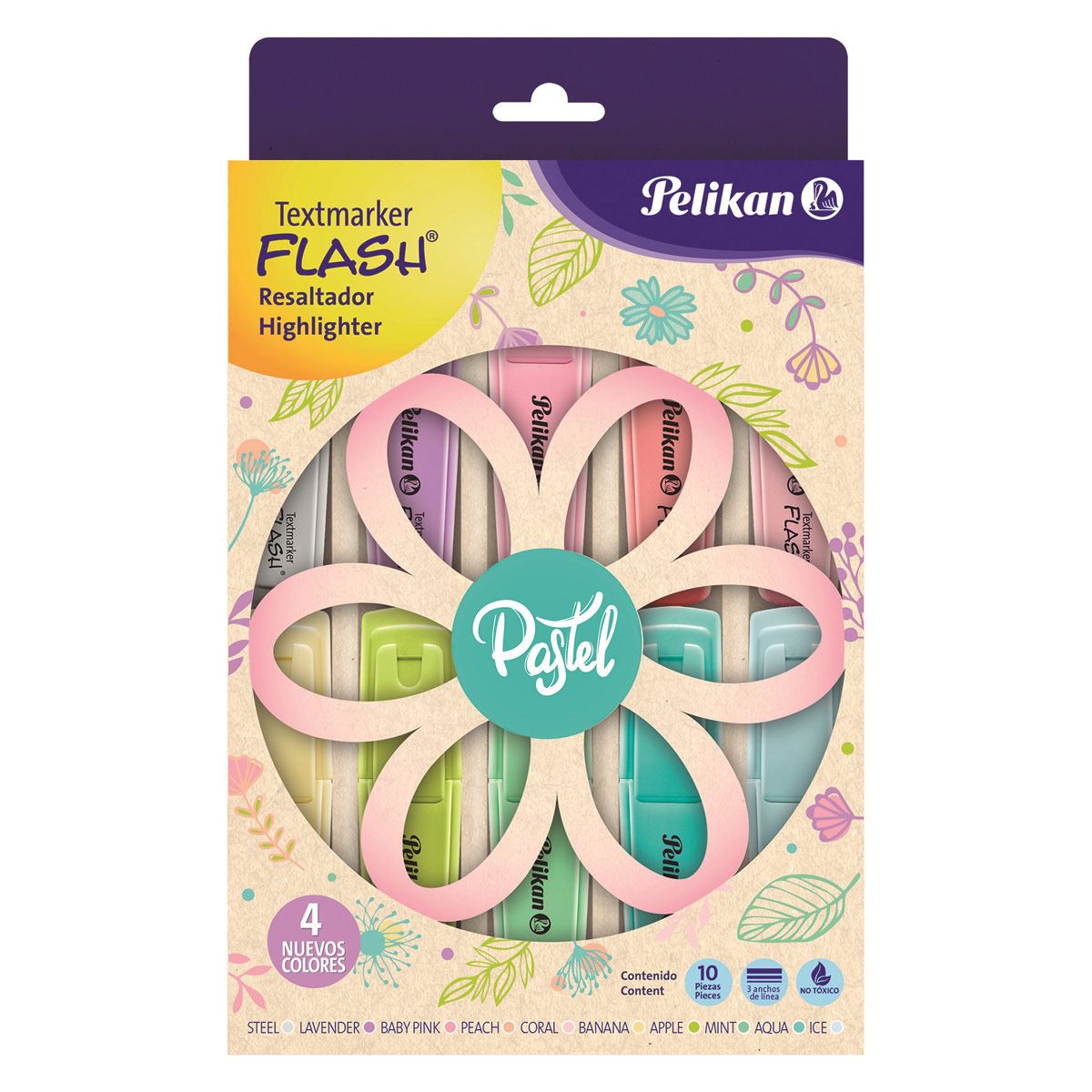 MÉXICO - Referencia empaque caja flor Pelikan Flash Pastel x10