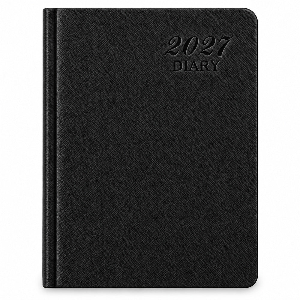 Agenda Diver Class DC/61 2027, SKU 41229-2: cubierta negra. Fotografía retocada sobre blanco sin envoltorio.
