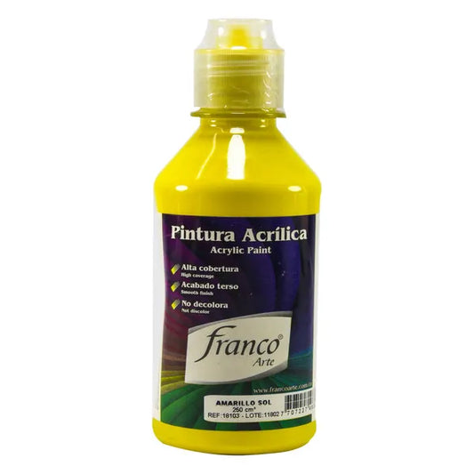 Pintura Acrílica Franco Arte al Frio X 250 ml - Amarillo Sol