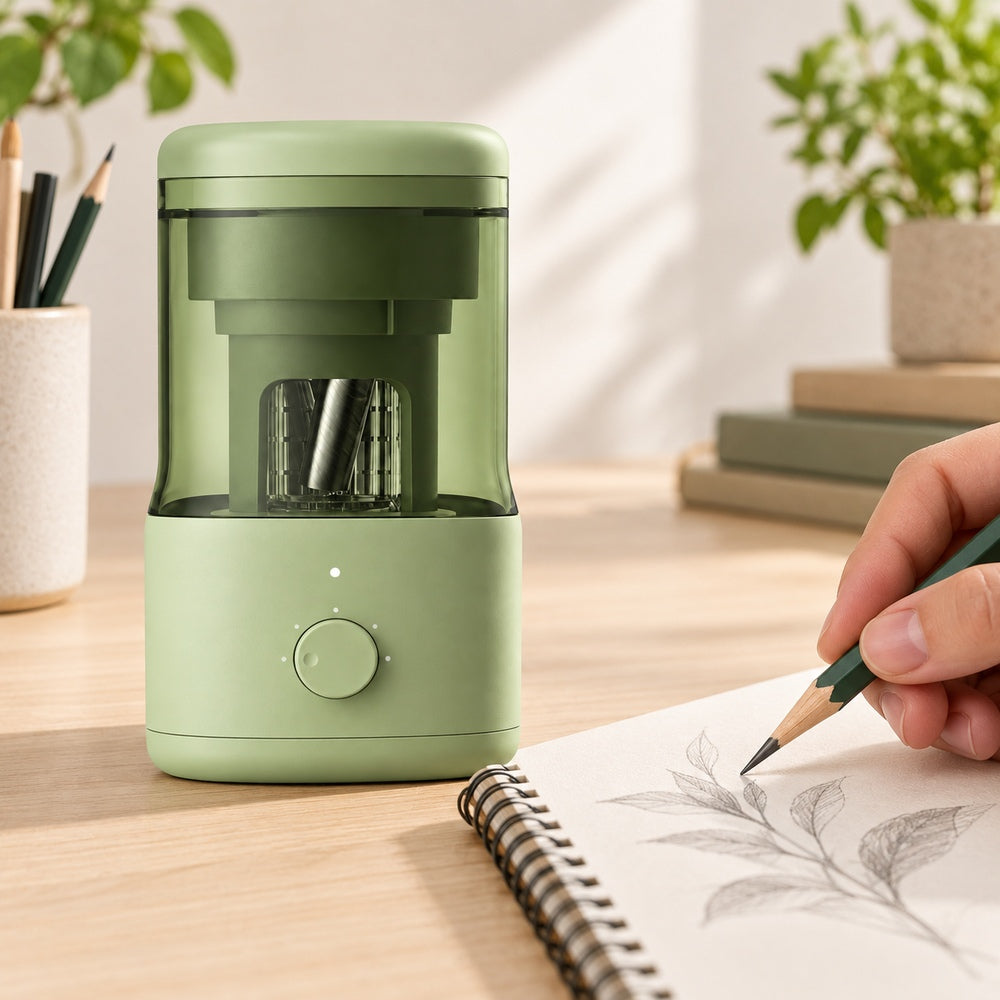 Sacapuntas Nusign NS072 verde — ejemplo ilustrativo de uso en dibujo