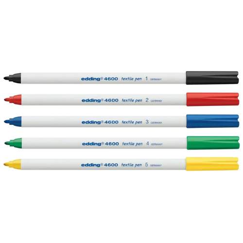 5 Marcadores de Colores Primarios Para Tela Edding 4600 Textile Pen - Punta 1mm