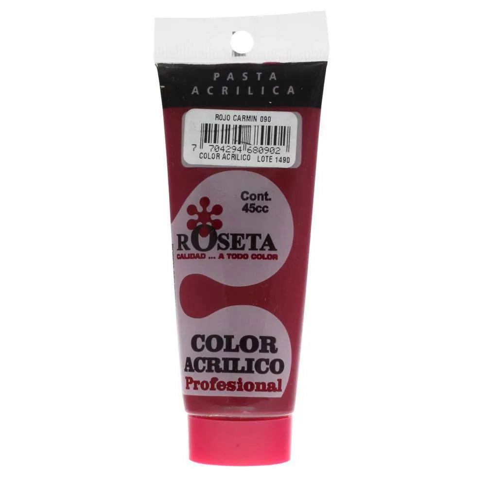 Pasta Acrílica Roseta en tubo Plano rojo carmín 45cc