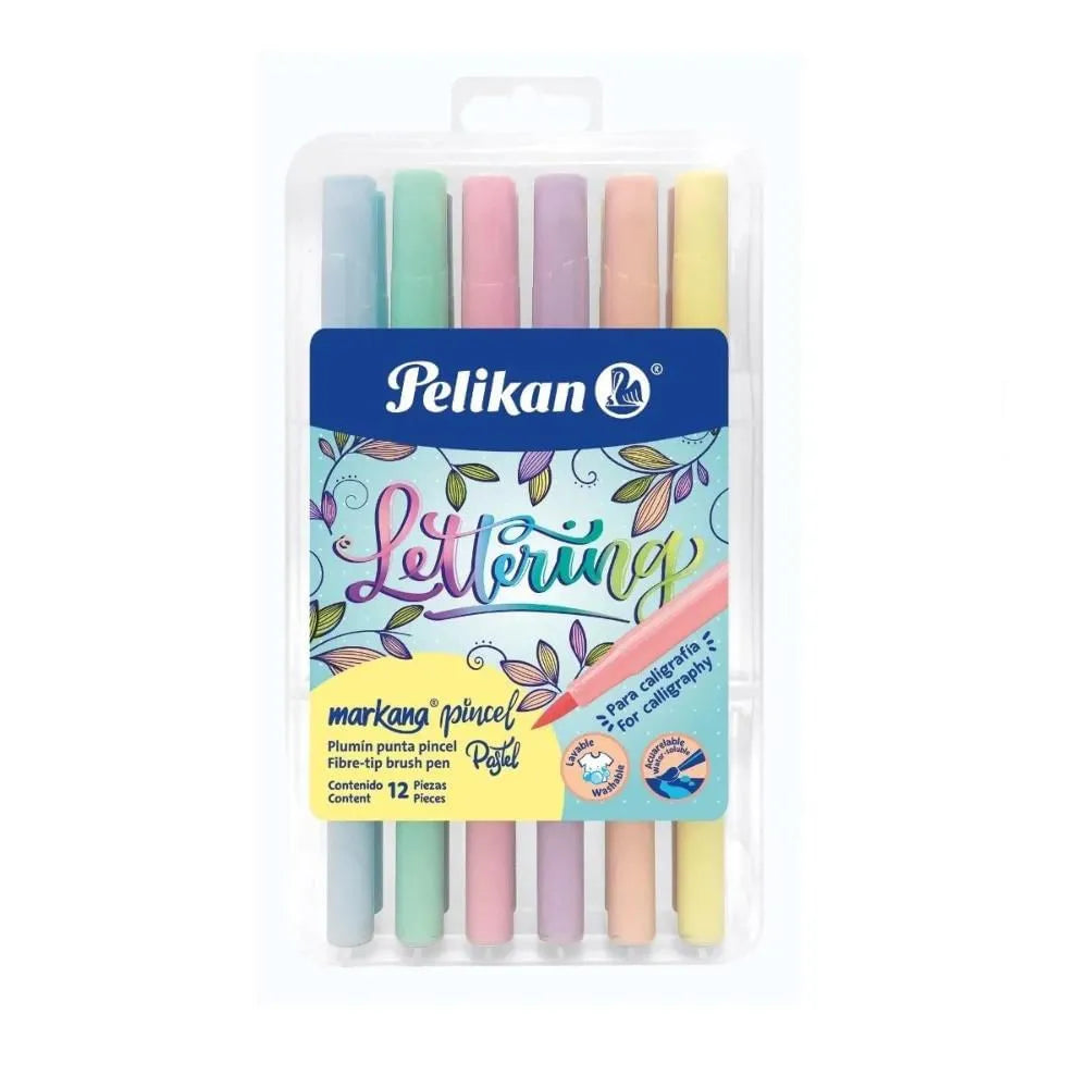 Plumones Markana Pelikan Punta Pincel Color Pastel X12