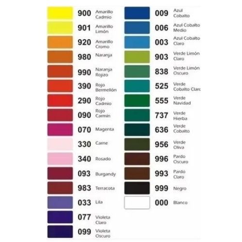 Acritela Roseta 30cc En Todos Los Colores Gama De Colores