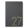 Agenda Rino Canalada Gris con Numeración Dorada