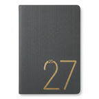 Agenda Rino Canalada Gris con Numeración Dorada
