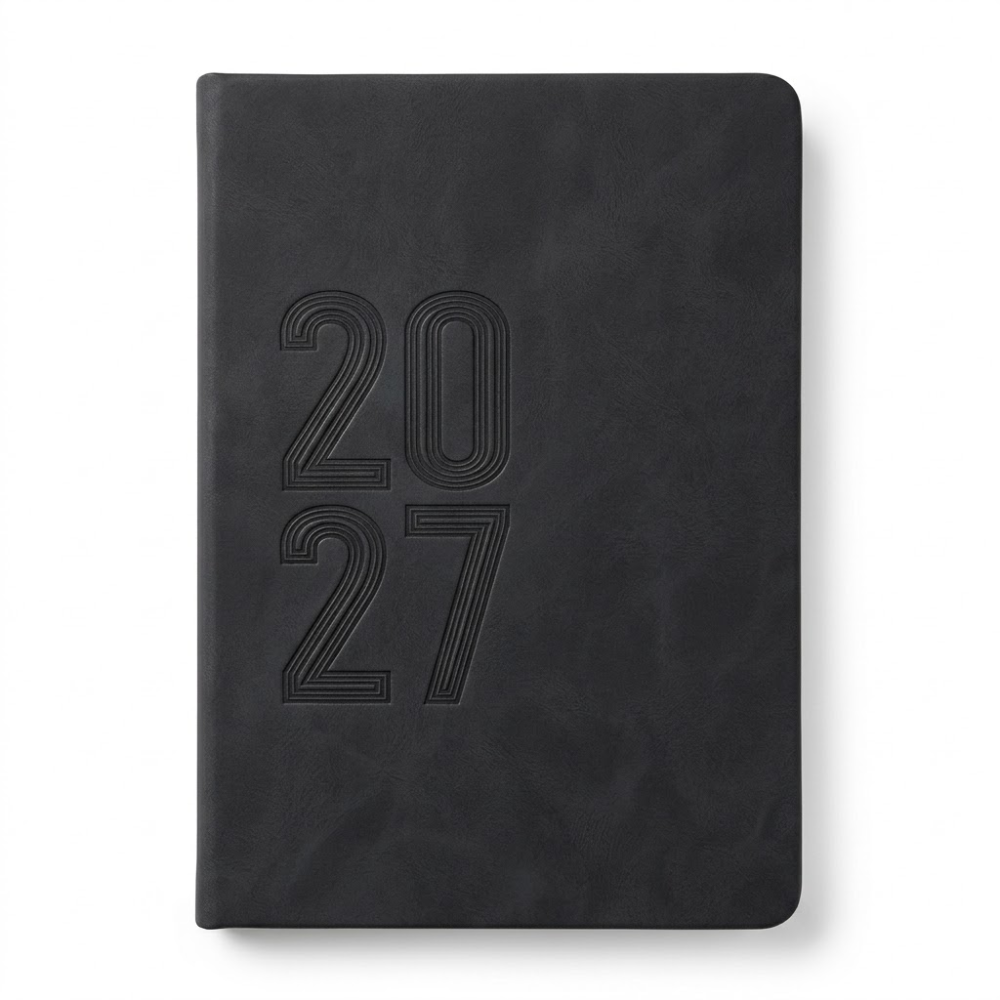 Agenda Rino Océano Negra con Numeración en Relieve