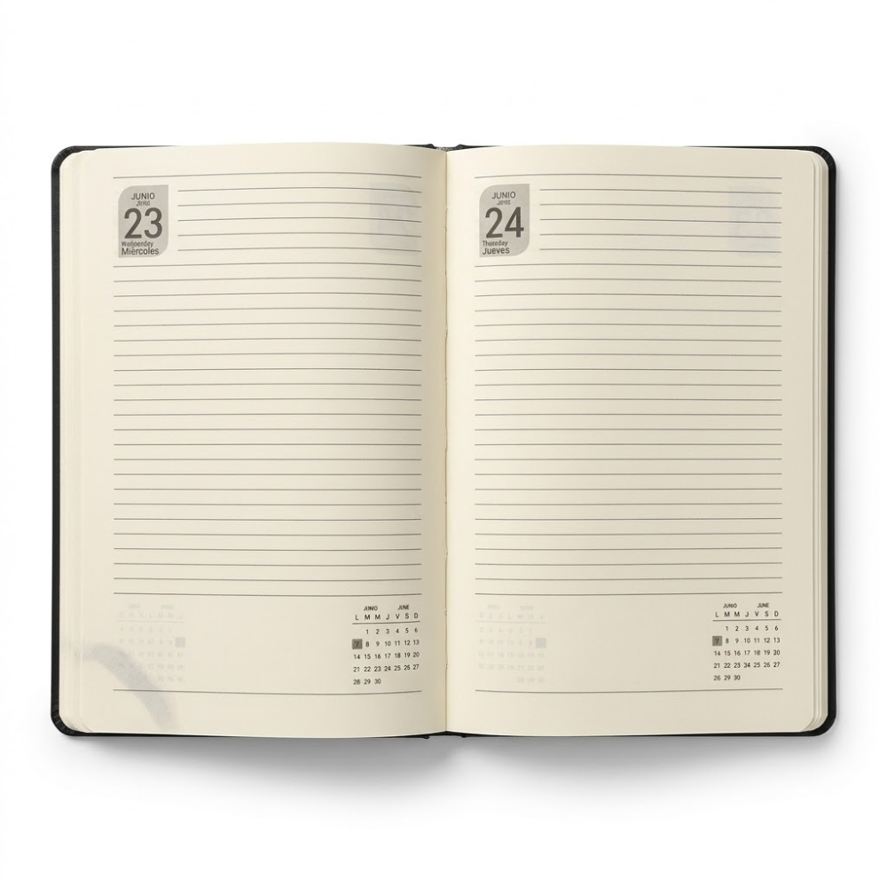 Agenda Rino Planet Gris con Pestaña Cosida