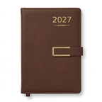 Agenda Rino con Solapa y Broche Metálico Café