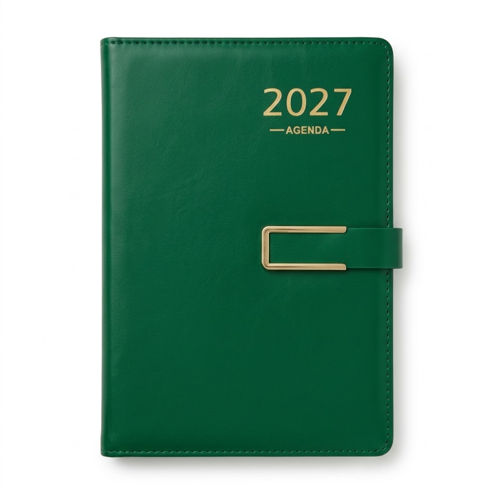 Agenda Rino con Solapa y Broche Metálico Verde