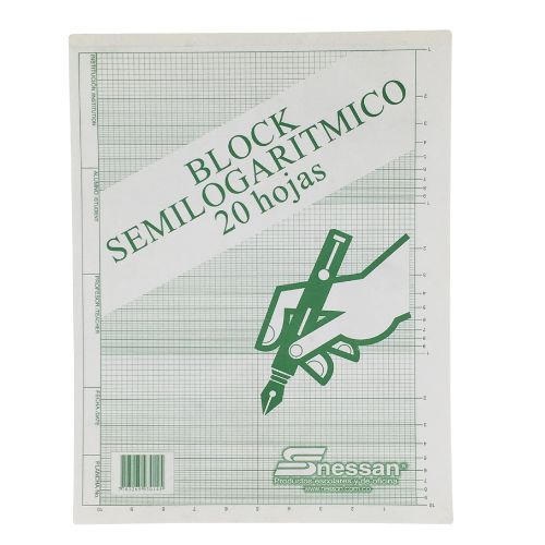 Bloc papel semilogaritmico x20 hojas Nessan