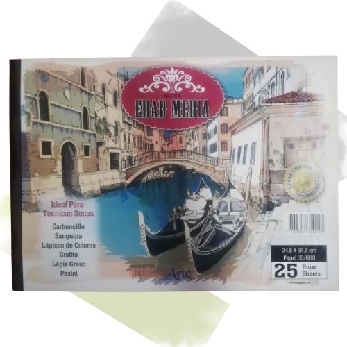 Block Papel Edad Media Octavo de Pliego 25X35 cm X 20 Hojas 60 grs