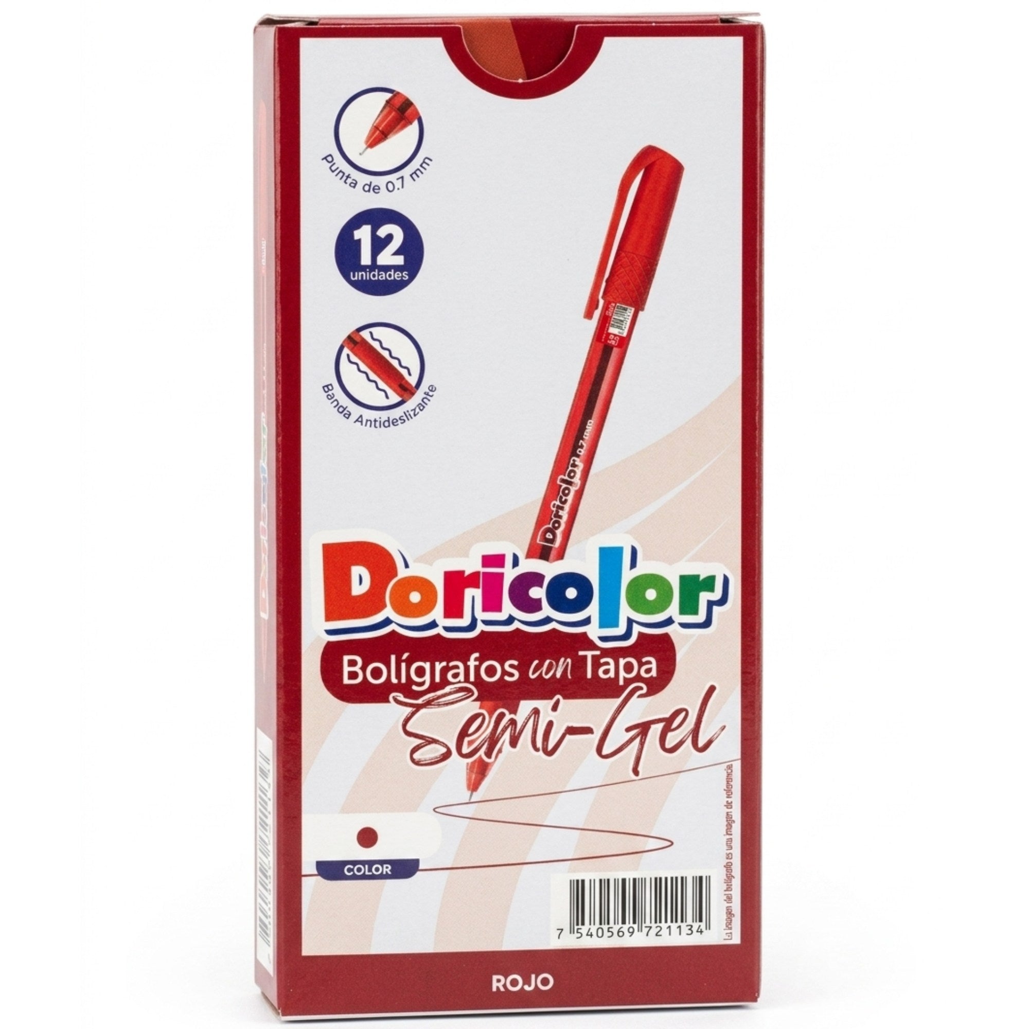 Boligrafo Doricolor Rojo 0,7 mm Semi Gel