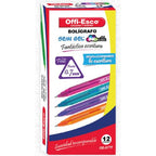 Caja X 12 de Bolígrafos OffiEsco OE 077F Colores surtidos Semi gel Punta fina 0,7 mm