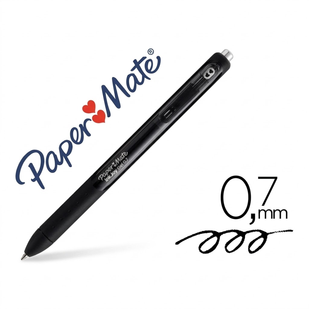 Bolígrafo Paper Mate Gel Retráctil 0.7 mm x2 Negro Quick-Dry