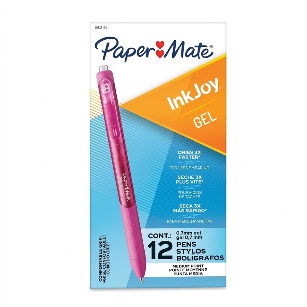 Bolígrafo Paper Mate Gel Retráctil Quick-Dry Fucsia
