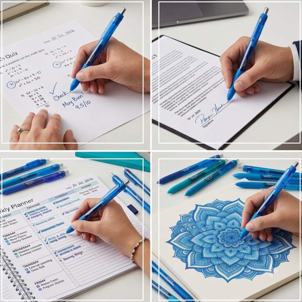 Bolígrafo de Gel Paper Mate InkJoy 0.7 mm Retráctil AzulTinta Mojada Secado Rapido