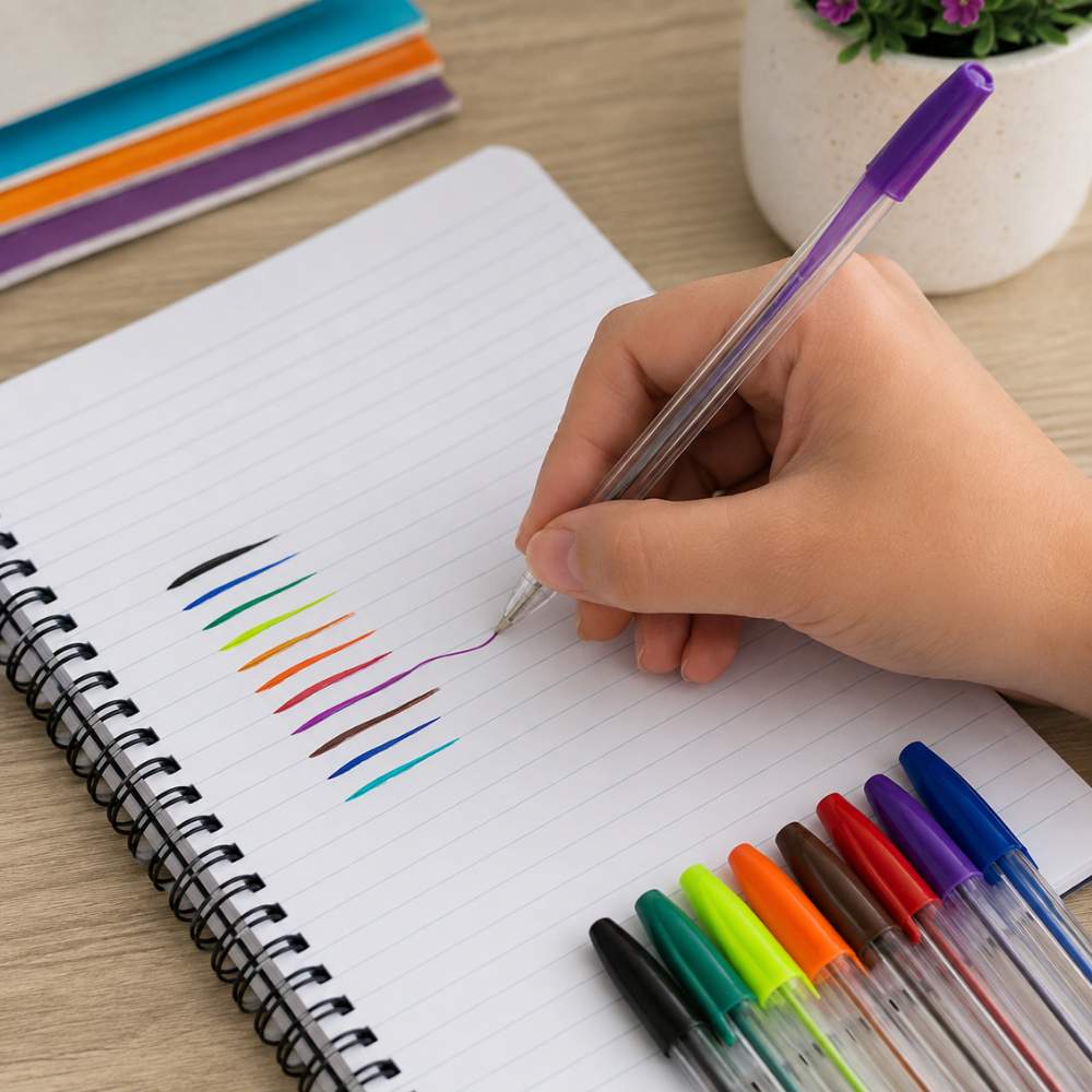 Bolsa de 10 Bolígrafos De Colores Surtidos Punto Medio 1.0mm Kilométrico