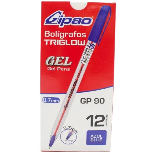 Box of 12 Triglow Gel Pens 0.7mm Gipao GP90 Blue (discounted)