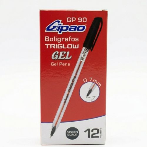 Box of 12 Triglow Gel Pens 0.7mm Gipao GP90 Black on sale