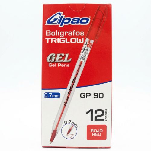 Box of 12 Triglow Gel Pens 0.7mm Gipao GP90 Red with discount