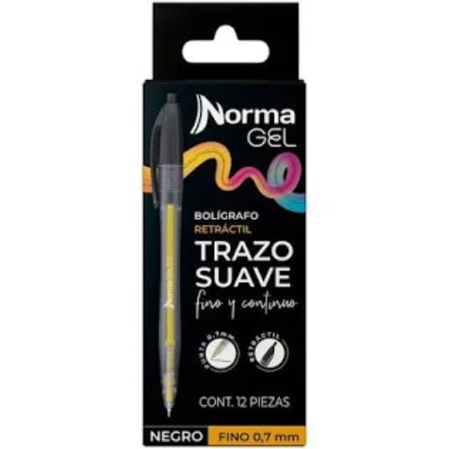 Box of 12 Norma 0.7mm Retractable Black Gel Pens with Discount