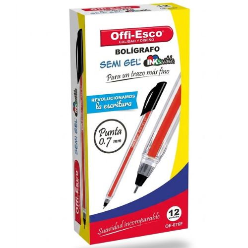 Box of 12 Offiesco Semi Gel Fine Point Pens - Black OE-076