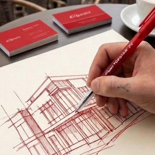 Box X 12 Semi-gel pen 0.7mm, Gipao brand - Red Top Star