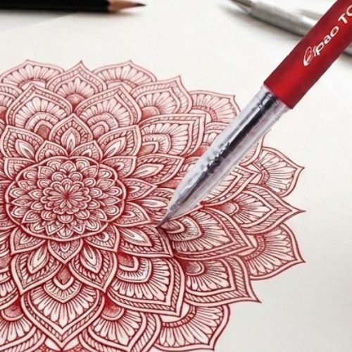 Box X 12 Semi-gel pen 0.7mm, Gipao brand - Red Top Star