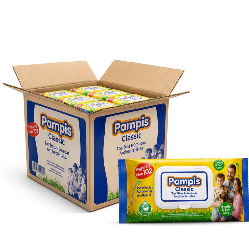 Caja x 24 de Toallitas Humedas Antibacteriales Pampis Classic