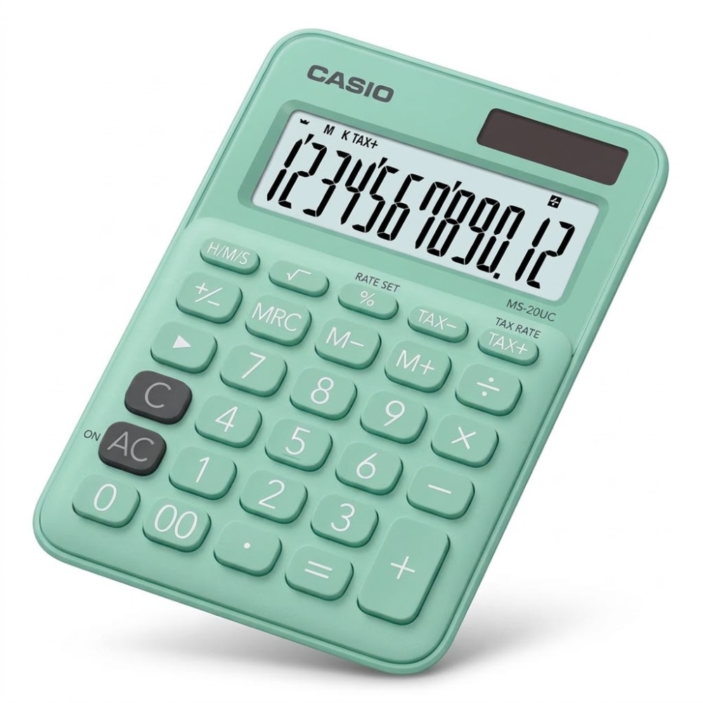 Calculadora 12 digitos, Casio MS-20UC - Colores Menta