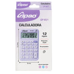 Calculadora Electrónica Compacta Gipao GP 851 - 12 Dígitos Lila Claro Pastel