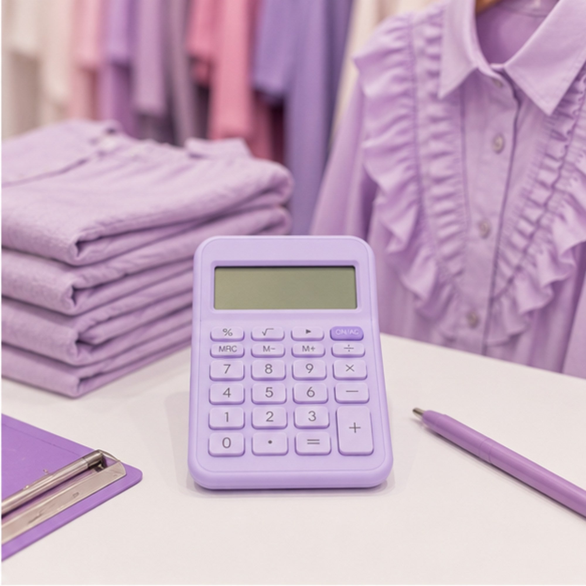 Calculadora Electrónica Compacta Gipao GP 851 - 12 Dígitos Lila Claro Pastel