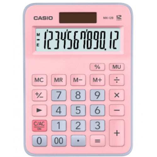 Calculadora de Escritorio Casio MX-12B-PKLB Bicolor (Rosa y Azul Claro) – 12 Dígitos