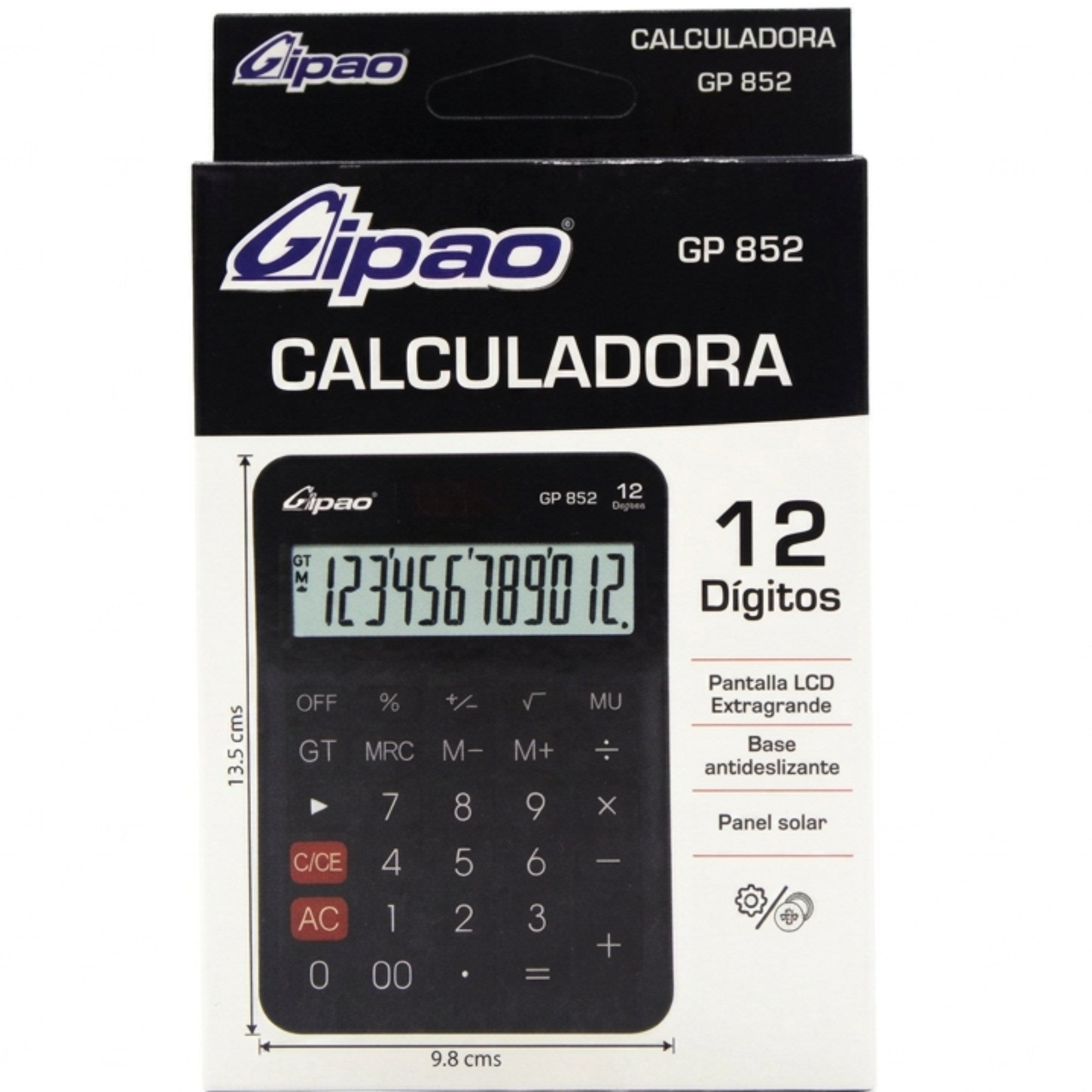 Calculadora de Escritorio Gipao GP 852 – 12 Dígitos Negra